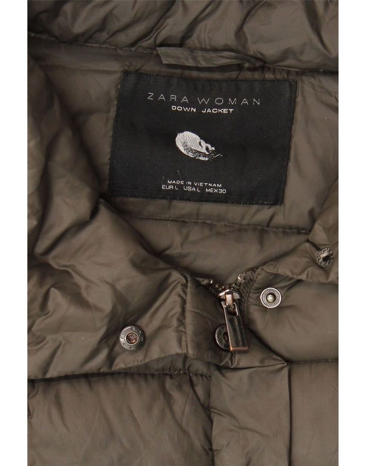 Zara Veste matelassée pour femme UK 16 Large Kaki