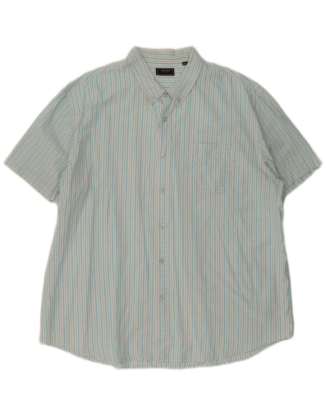 DOCKERS Chemise à Manches Courtes Homme 2XL Carreau Turquoise