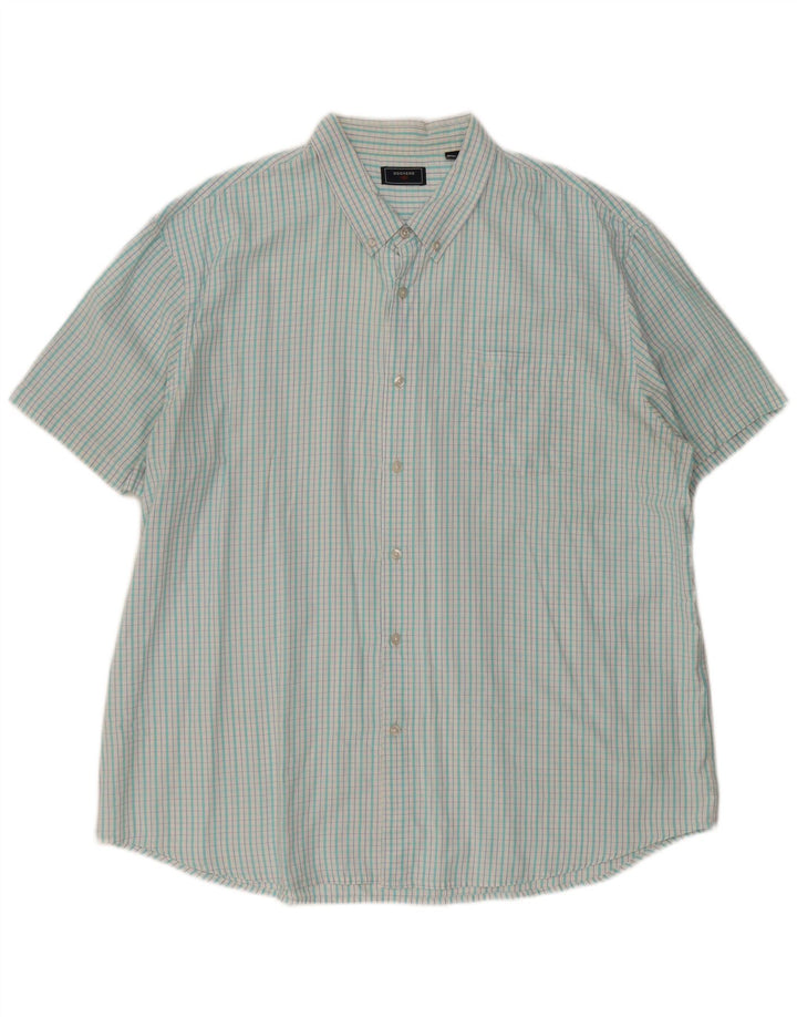 DOCKERS Chemise à Manches Courtes Homme 2XL Carreau Turquoise