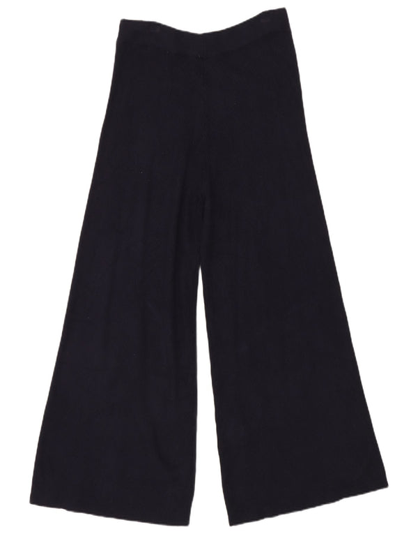 Zara Pantalon décontracté taille haute à jambe large pour femme Petit W26 L26 Bleu marine