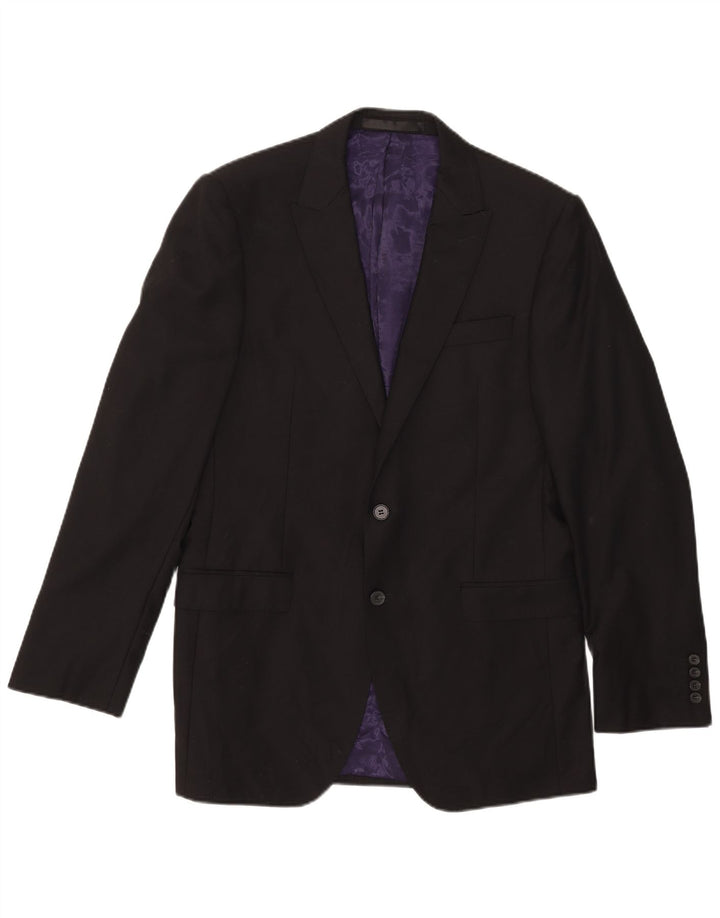 Marks & Spencer Veste blazer longue à 2 boutons pour homme UK 40 laine noire moyenne