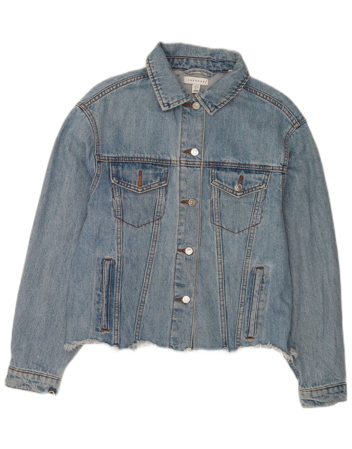 Topshop Veste en jean surdimensionnée pour femme UK 8 Small Bleu Coton