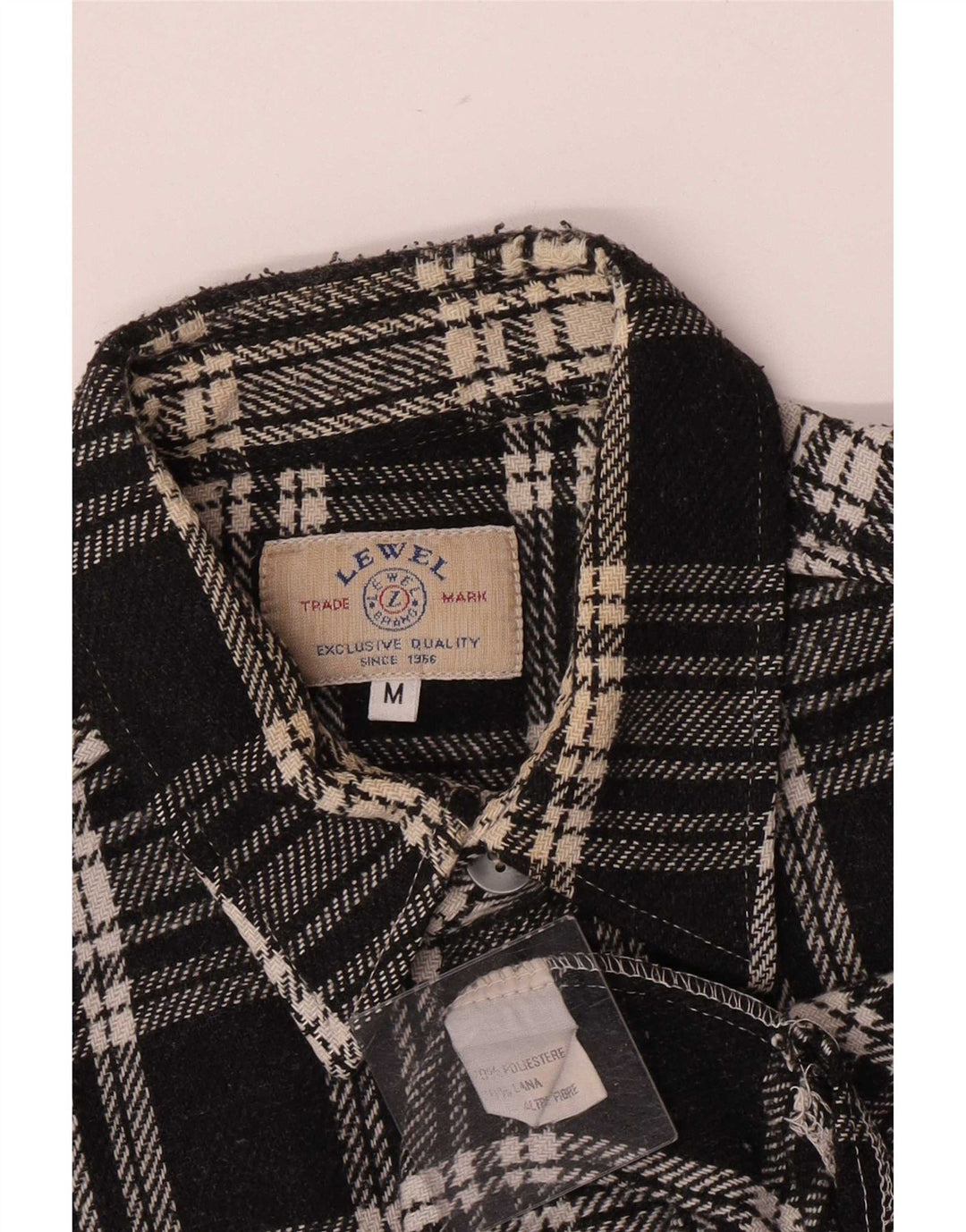 Vintage Mens Overshirt Flanelle Shirt Medium Black Plaid Polyester