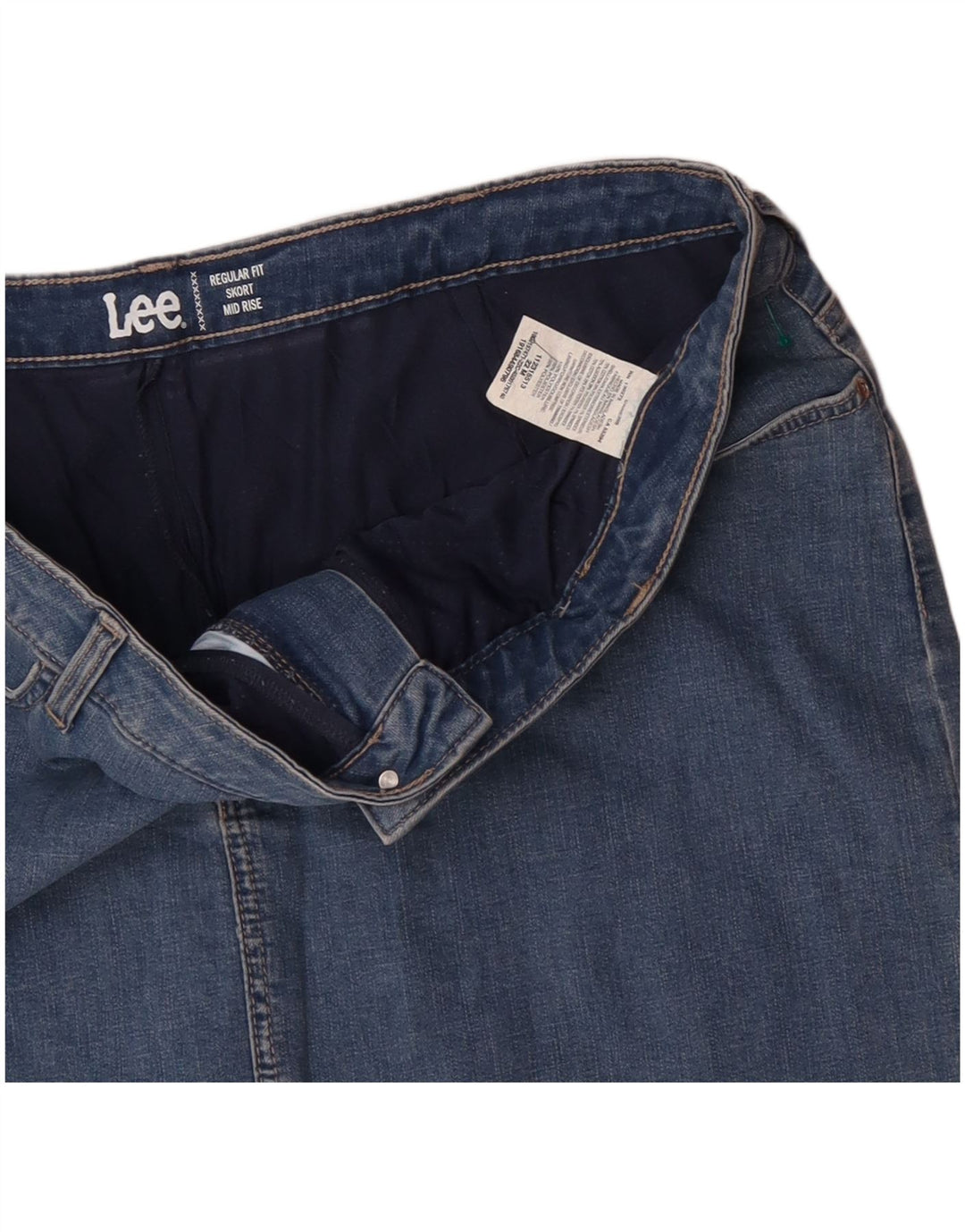 LEE Jupe en jean taille moyenne pour femme, coupe régulière, US 22 3XL W44, coton bleu