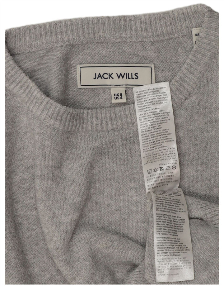 JACK WILLS Pull surdimensionné à col rond pour femme UK 8 Petit Gris