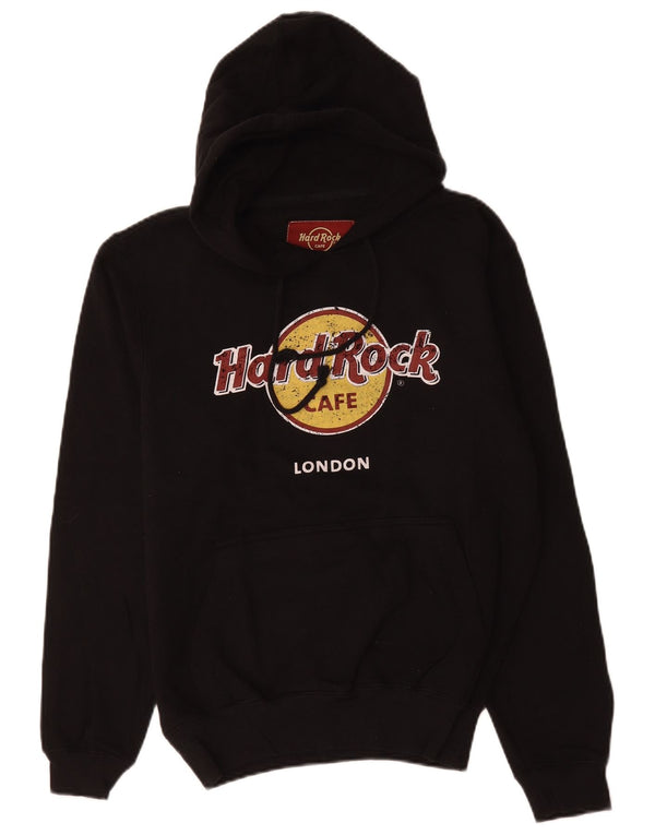 Hard Rock Cafe Mens London Graphic Hoodie Jumper Medium Black Cotton