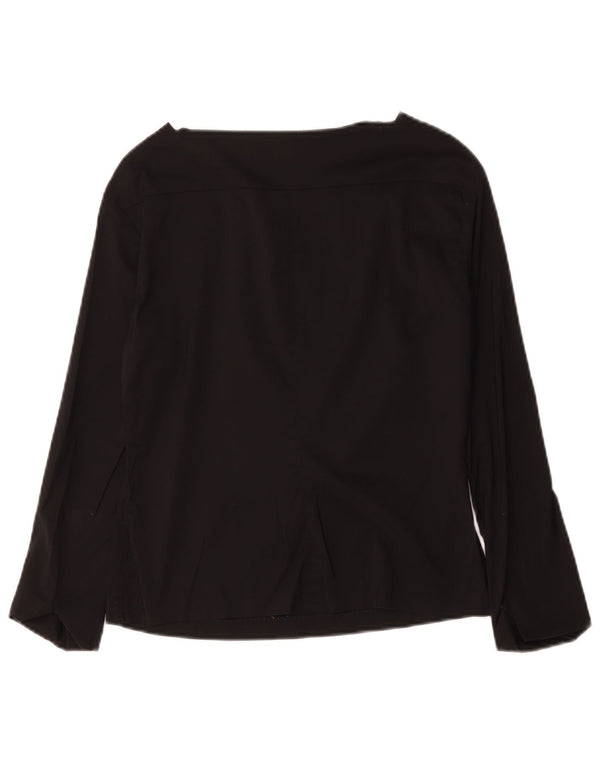 Zara Chemisier à manches longues pour femme UK 12 en coton noir moyen