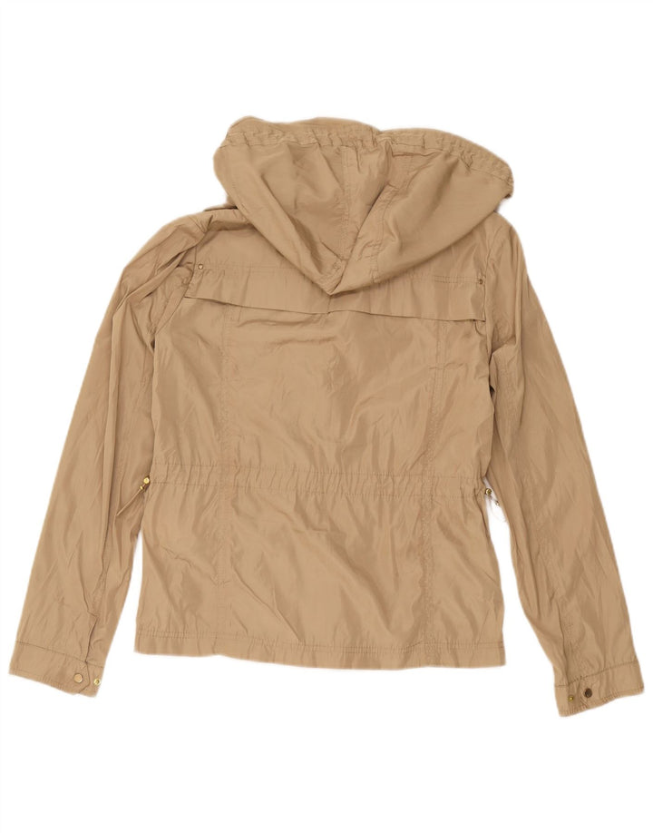 Zara Veste de pluie à capuche pour femme UK 12 Polyester beige moyen