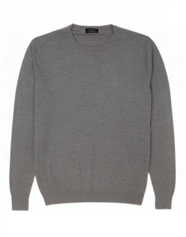 Zara Mens Crew Neck Jumper Sweater Large Grey