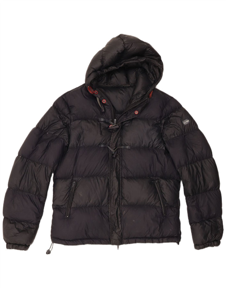 Armani Jeans Veste matelassée à capuche pour homme EU 54 XL Noir Polyamide