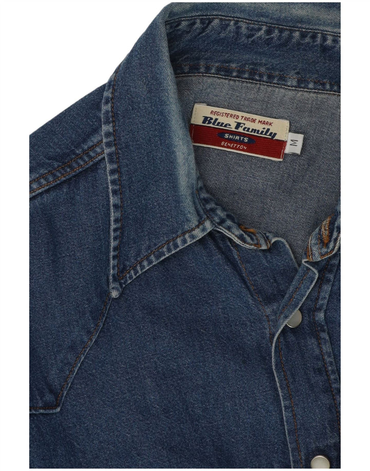 BENETTON Mens Blue Family Denim Shirt Medium Blue