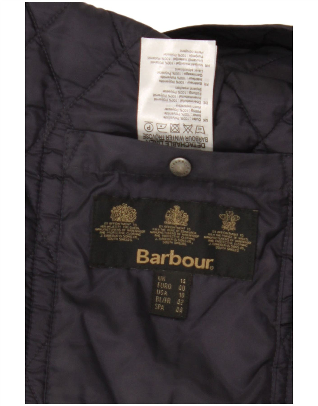 BARBOUR Veste matelassée pour femme UK 14 Large Bleu Marine Polyamide
