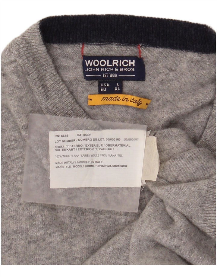Woolrich Pull à col rond pour femme UK 16 Large Gris Laine