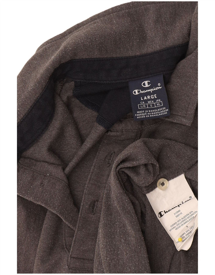 Champion Polo Homme Large Gris Moucheté Coton