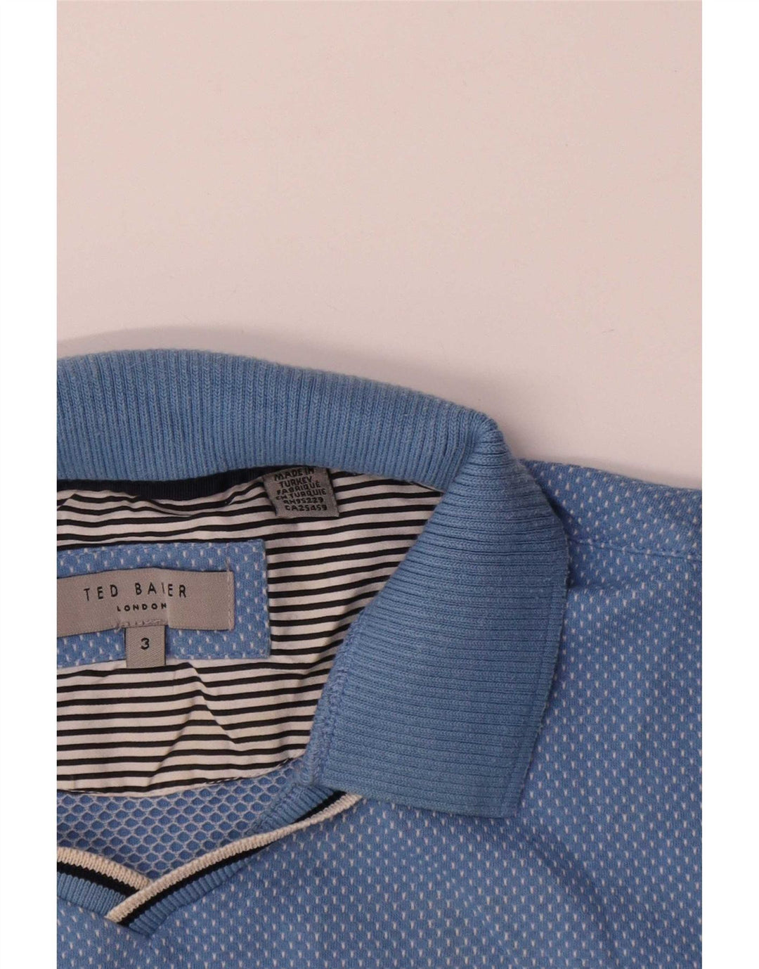 Polo Ted Baker pour homme taille 3 en coton bleu moyen