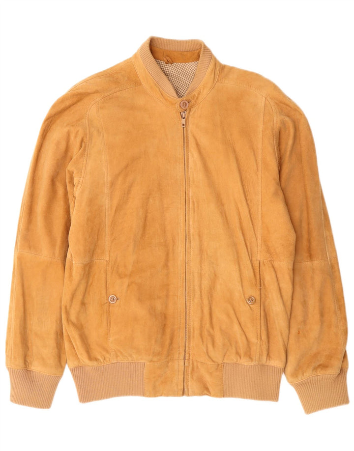 vintage Mens Suede Bomber Jacket UK 38 Brun Moyen