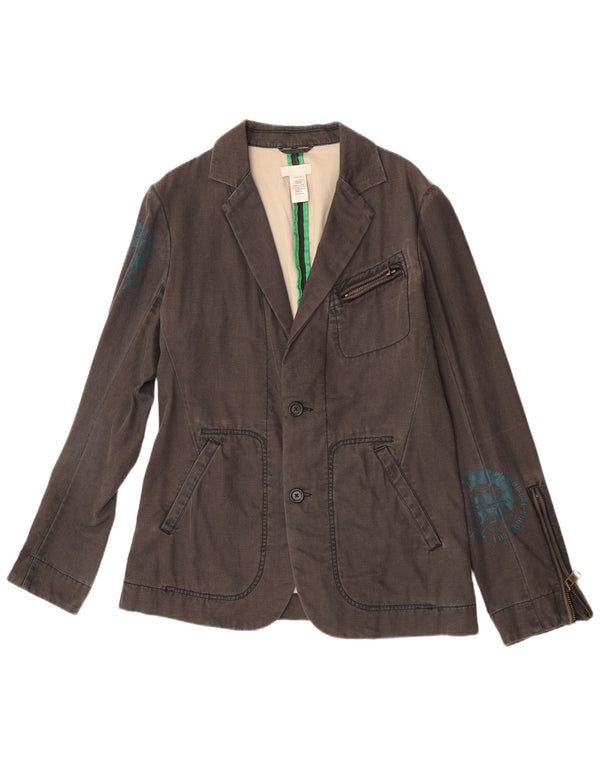Diesel Veste Blazer Graphique 2 Boutons Homme UK 42 XL Gris Coton
