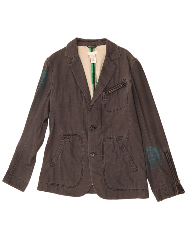 Diesel Veste Blazer Graphique 2 Boutons Homme UK 42 XL Gris Coton