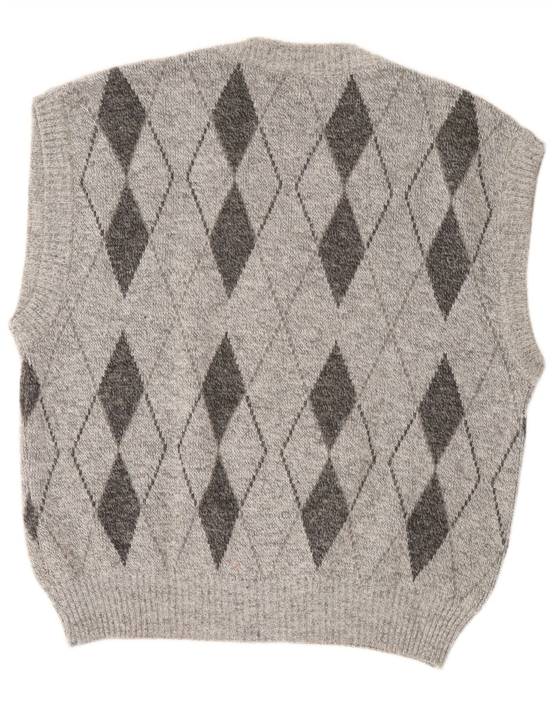 vintage Mens Vest Débardeur Grand Gris Argyle/Diamant