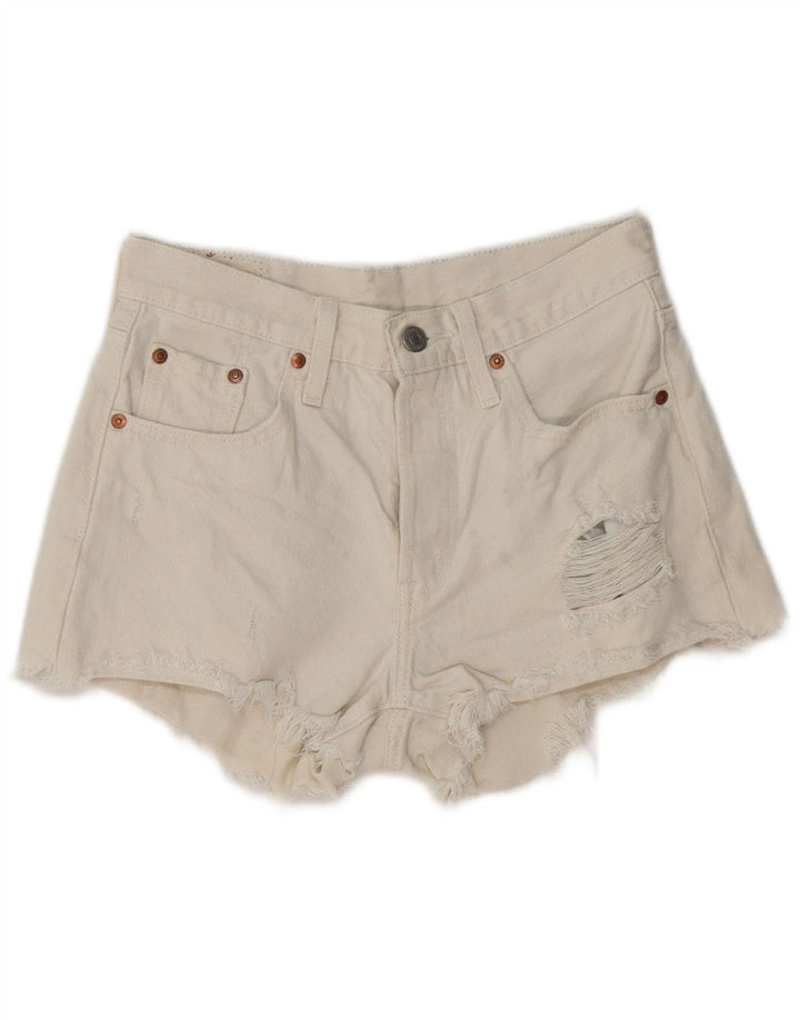 Levi's Short en Denim Déchiré W25 XS Femme Blanc Coton