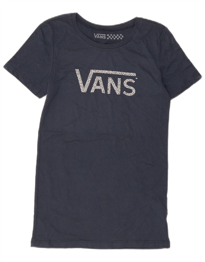 VANS T-shirt graphique pour femme UK 8 Small Bleu marine Coton