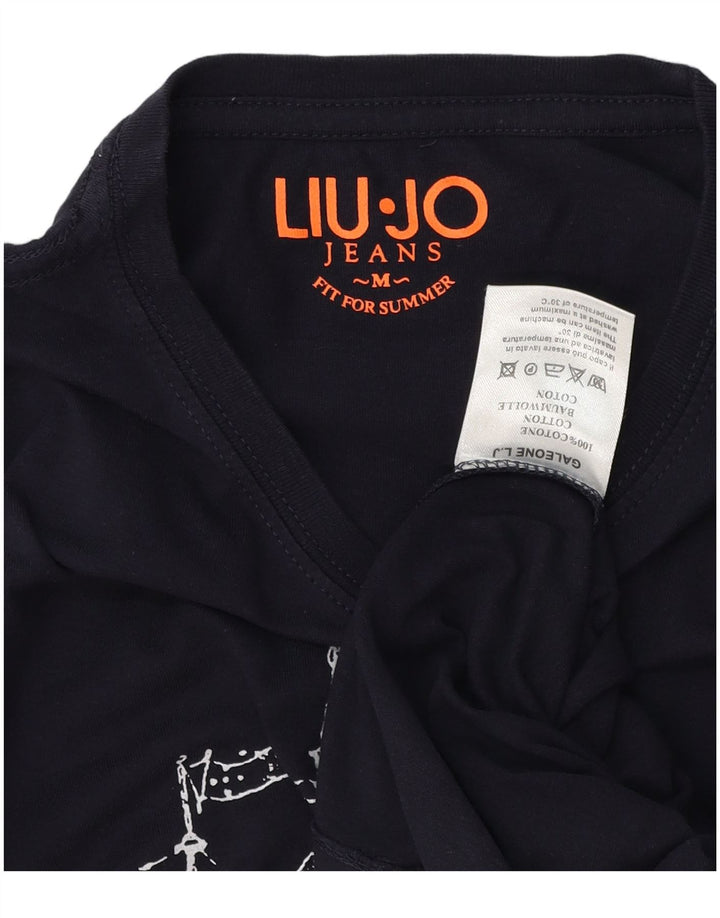 Liu Jo T-Shirt Graphique Top Bleu Marine Moyen Coton Homme