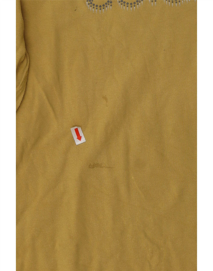 COLUMBIA Haut graphique à manches longues pour femme UK 14 Large Jaune Coton