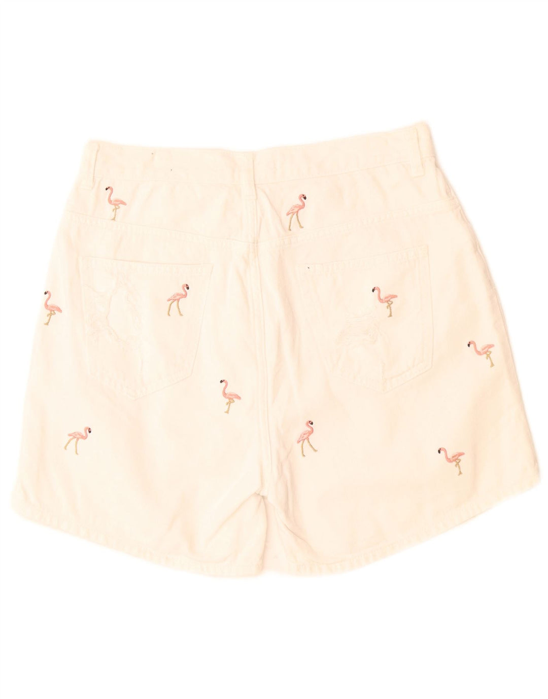 Zara Short en jean à motif abstrait pour femme EU 40 Medium W28 Blanc cassé