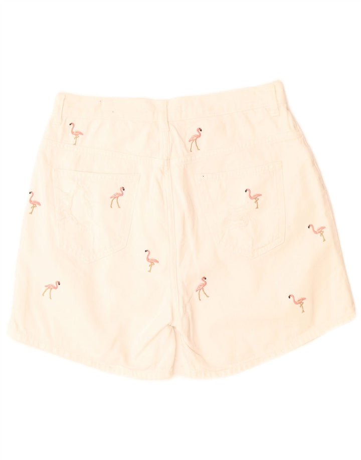 Zara Short en jean à motif abstrait pour femme EU 40 Medium W28 Blanc cassé