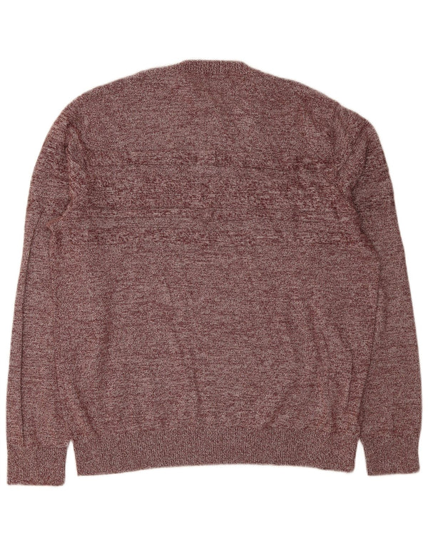 Penguin Pull à col rond pour homme XL en coton moucheté bordeaux