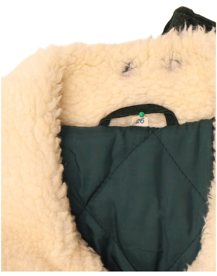 veste en daim homme vintage UK 42 XL laine géométrique kaki