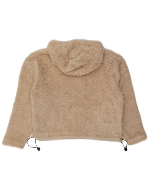 Topshop Pull polaire surdimensionné à capuche pour femme UK 10 Petit Beige Polyester