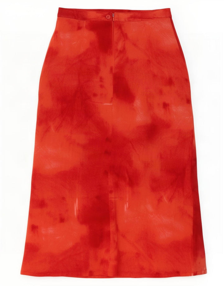 Jupe Midi Femme Vintage IT 42 Moyen W26 Rouge Tie Dye Polyester
