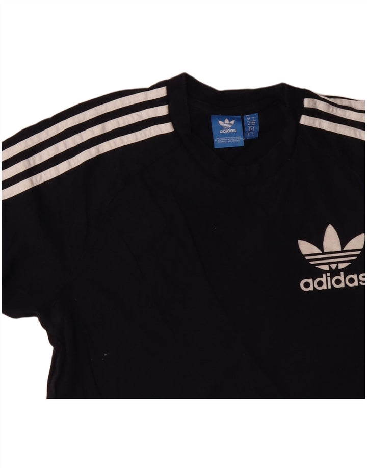 ADIDAS T-shirt graphique pour femme UK 10 Petit coton bleu marine