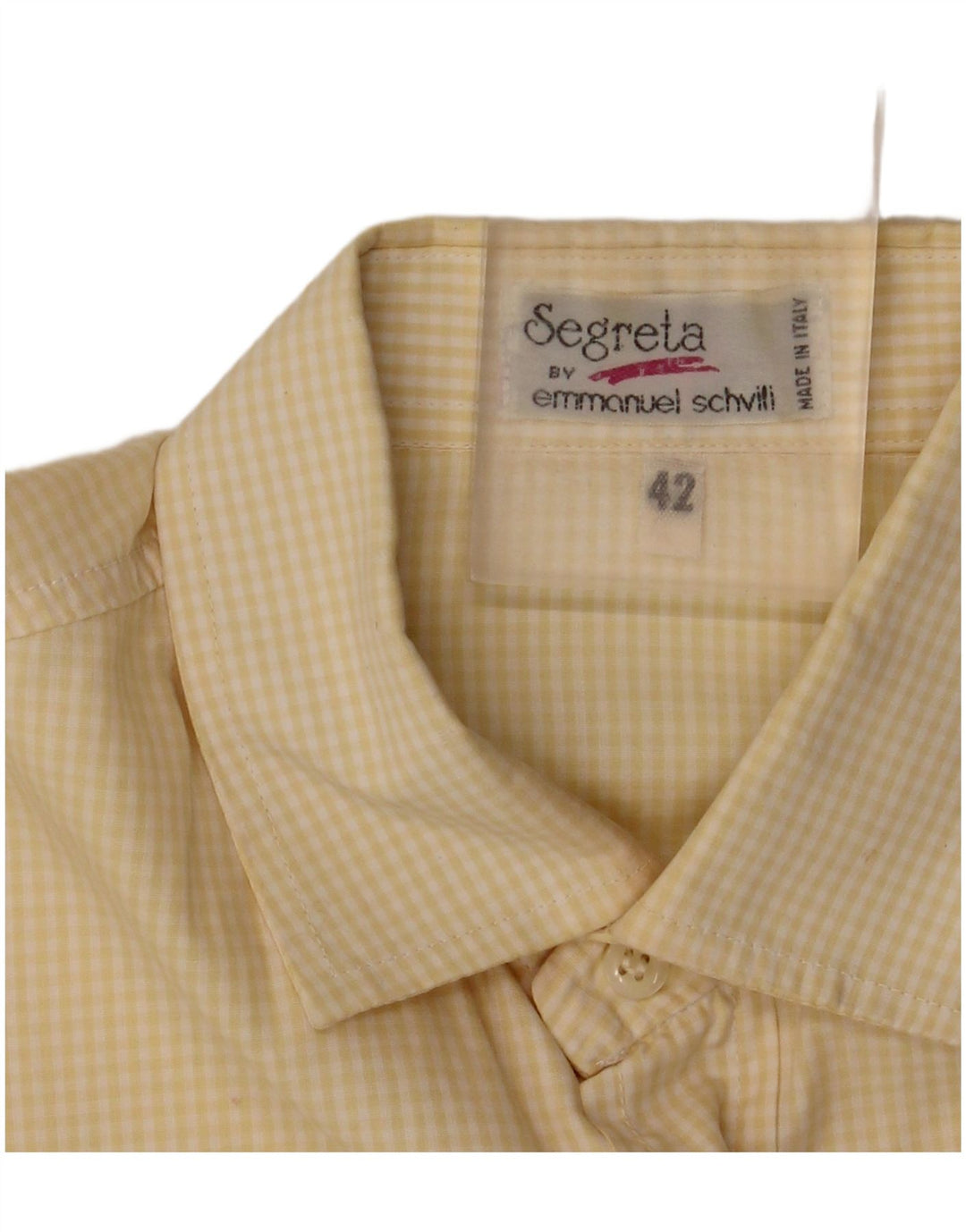 Emmanuel Schvili Chemise Homme Taille 42 Grand Vichy Jaune