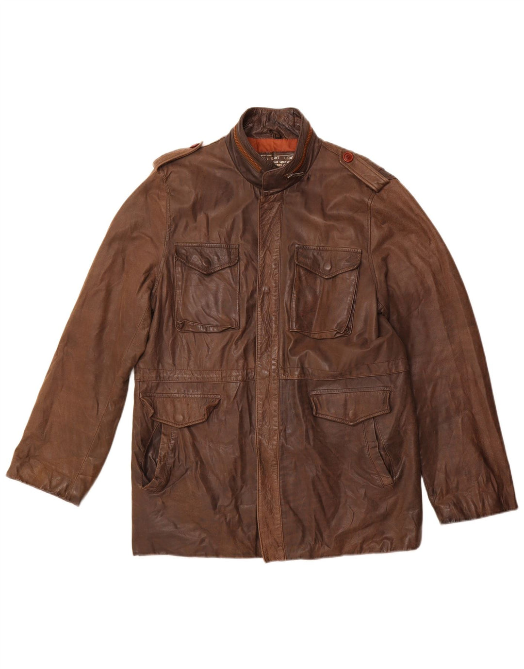 veste en cuir militaire vintage pour hommes UK 38 Cuir brun moyen
