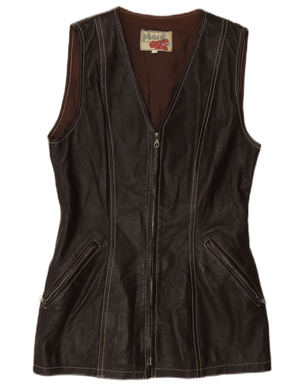 Phard Gilet en cuir pour femme UK 12 Cuir marron moyen