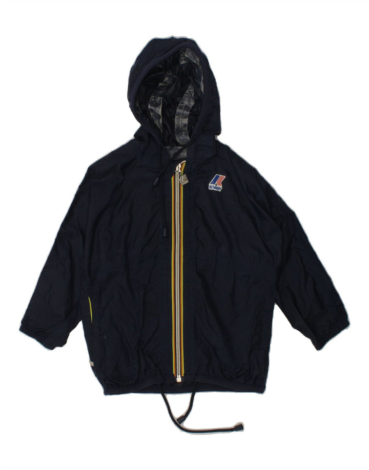 K-WAY Baby Boys Hooded Rain Jacket 18-24 Months Navy Blue Polyamide | Vintage K-Way | Thrift | Second-Hand K-Way | Used Clothing | Messina Hembry 