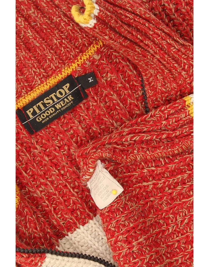 Pit Stop Cardigan pour homme en laine color block rouge moyen