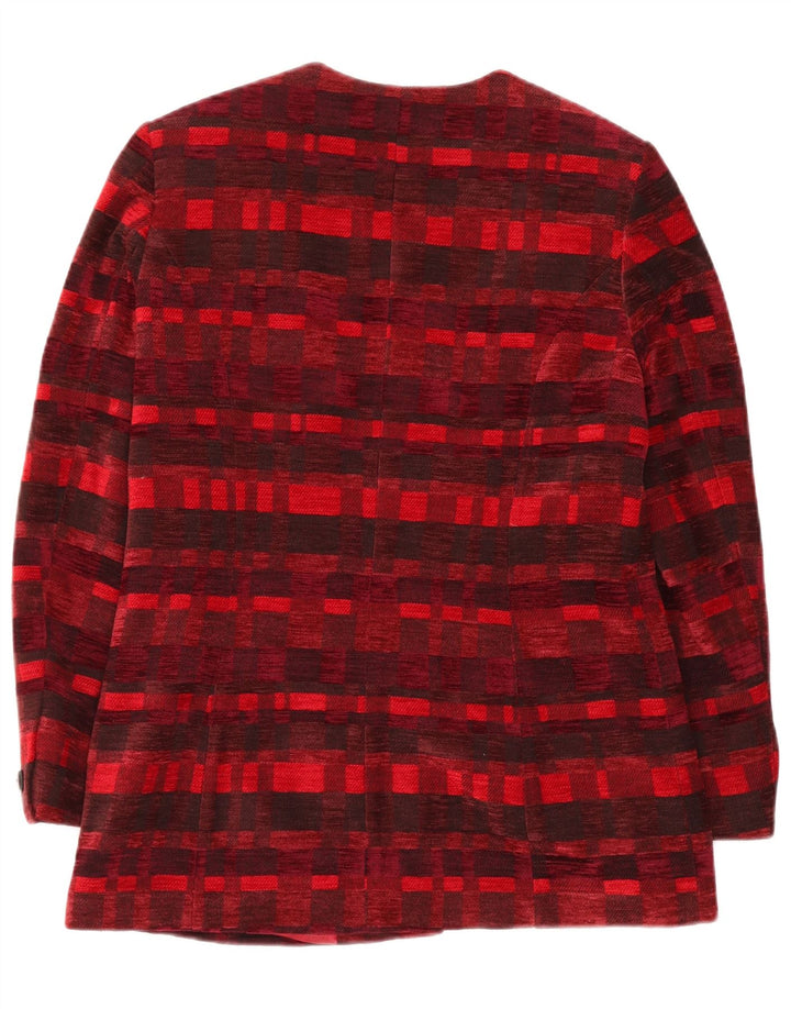 DEVERNOIS PARIS Veste blazer 5 boutons pour femme UK 12 Rouge moyen géométrique