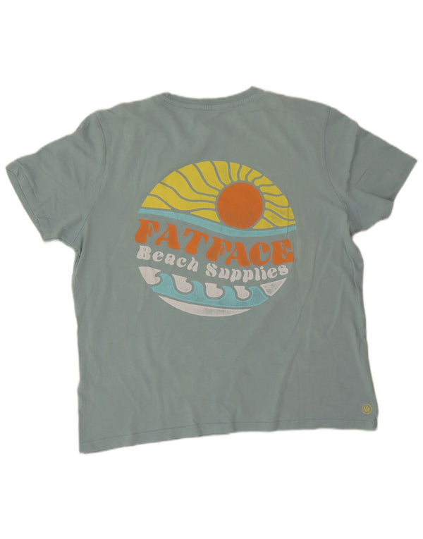 Fat Face T-Shirt Graphique Homme Top XL Coton Turquoise