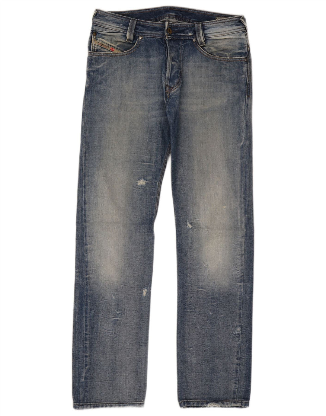 Diesel Jean droit vieilli W30 L31 en coton bleu pour homme