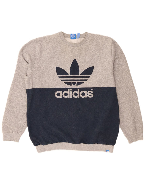 Adidas Sweat-shirt graphique pour homme XL en coton color block Gris