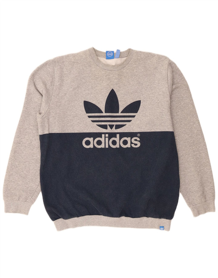 Adidas Sweat-shirt graphique pour homme XL en coton color block Gris