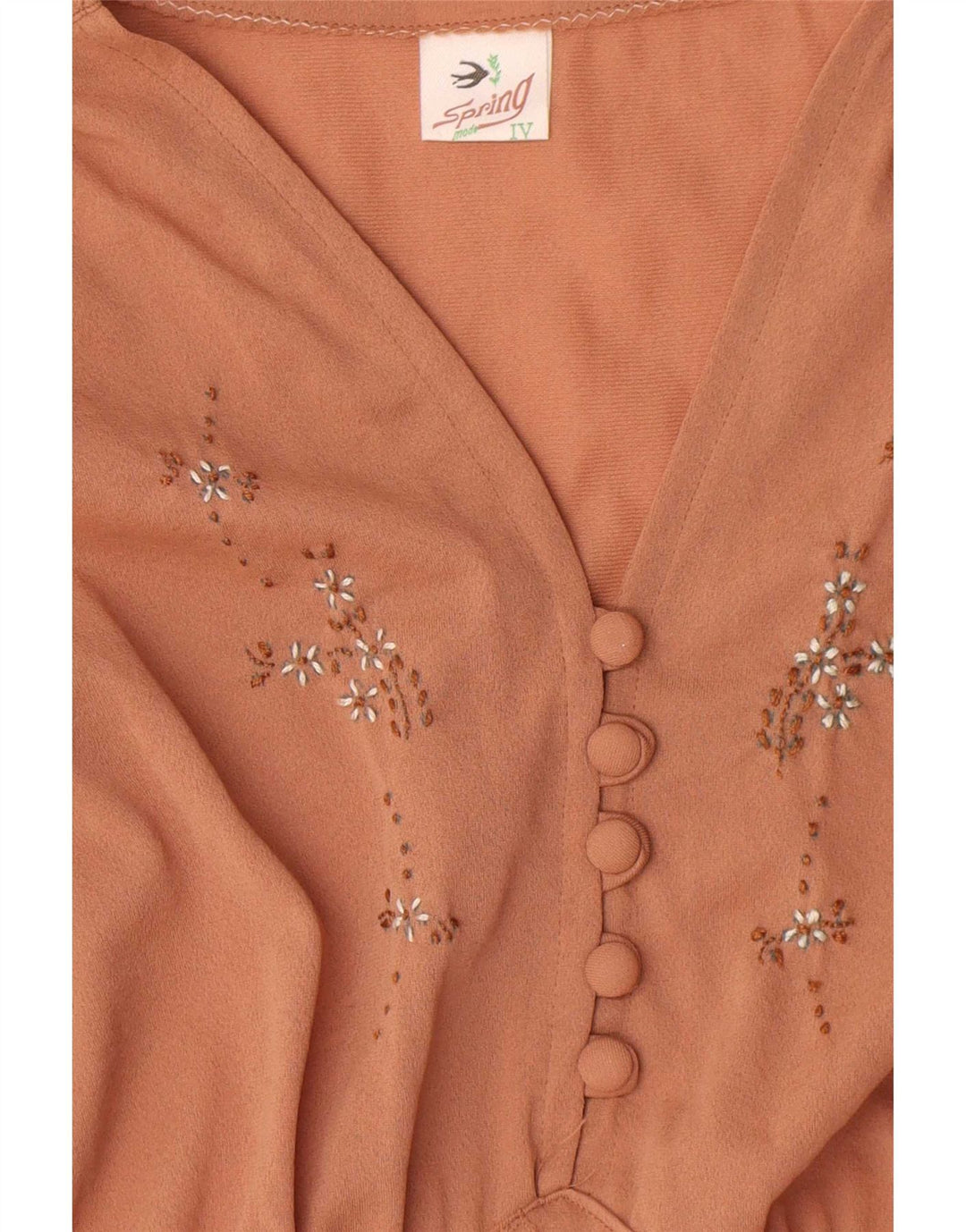 vintage Femme Maxi Robe UK 12 Brun Moyen