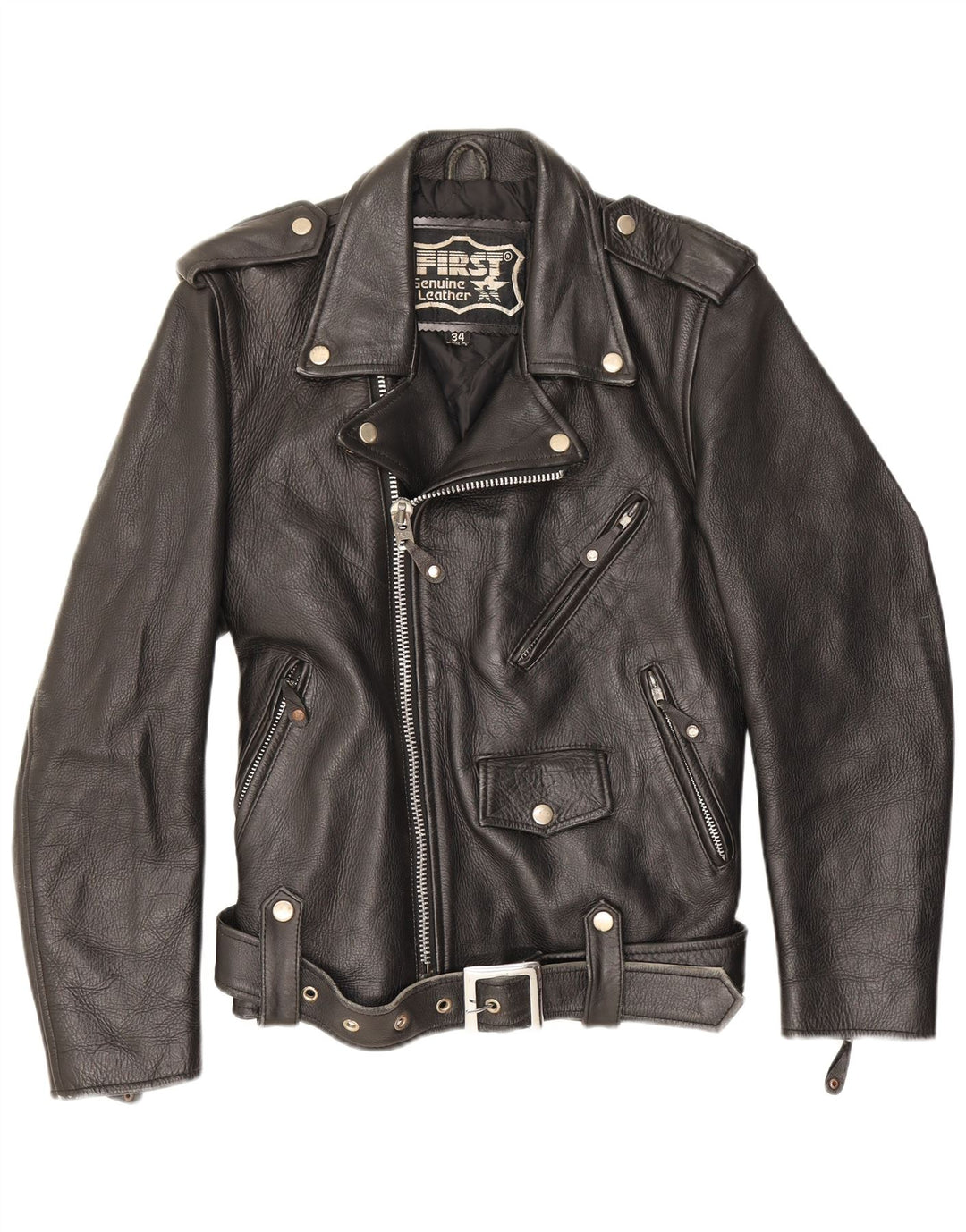 First Veste de motard en cuir pour homme UK 34 XS Noir