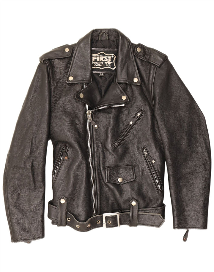 First Veste de motard en cuir pour homme UK 34 XS Noir