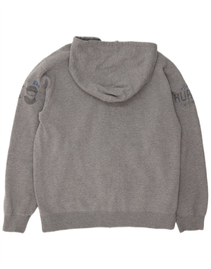 Hurley Pull à Capuche Graphique Zippé Homme Gris Moyen Moucheté Polyester
