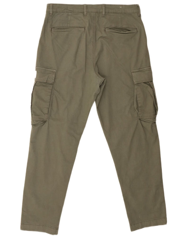 Zara Mens Slim Cargo Trousers EU 42 Large W32 L28 Khaki