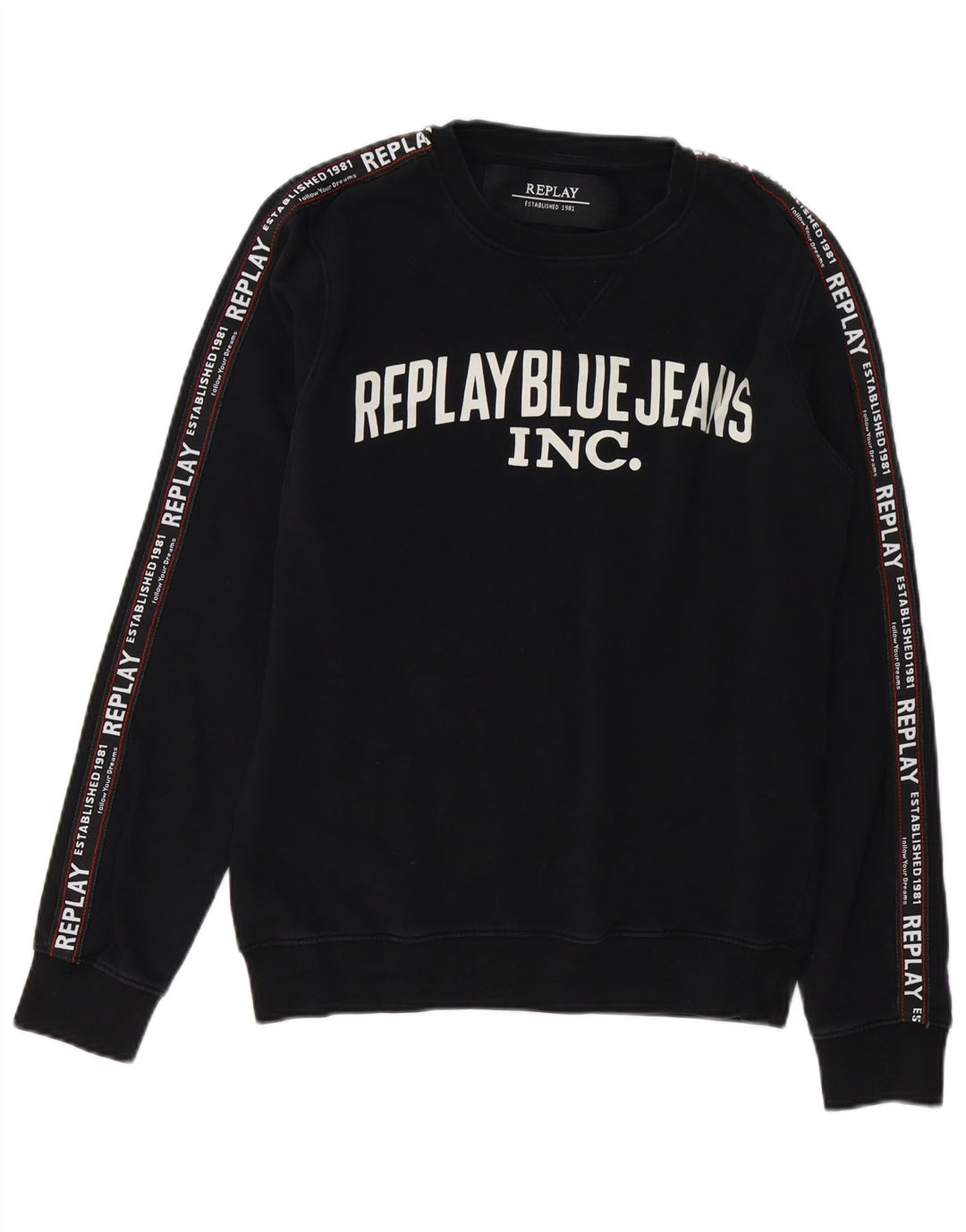 REPLAY Sweat-Shirt Graphique Homme Noir Moyen Coton